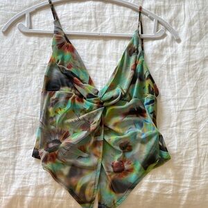 Urban Outfitters Green Floral Crop Top